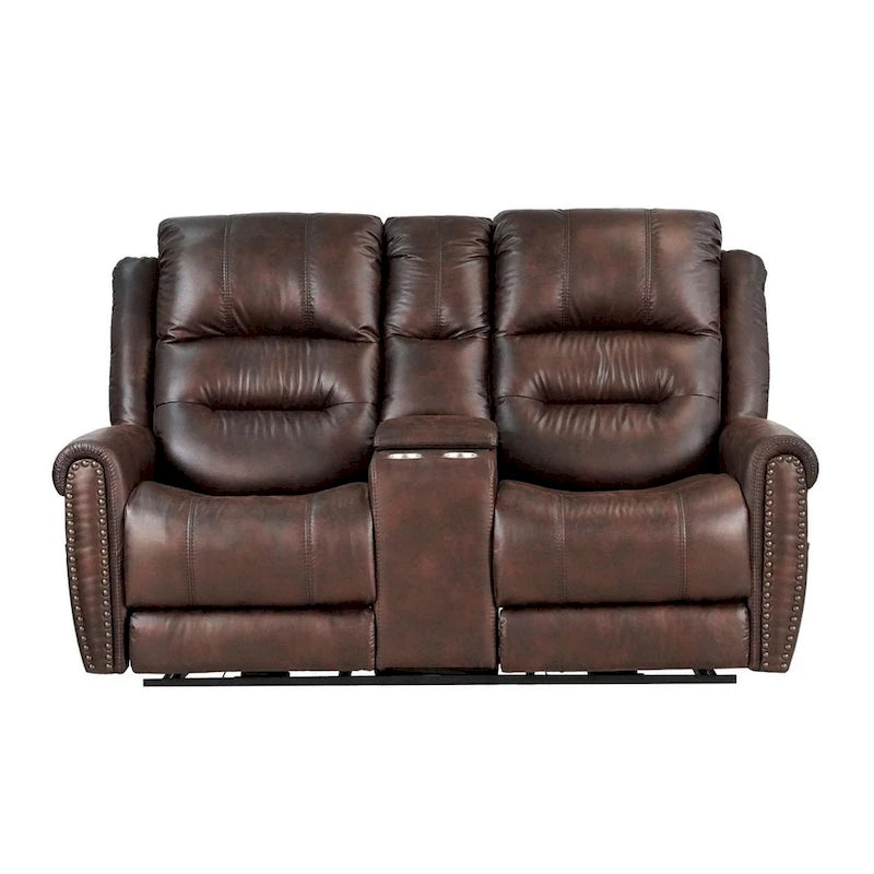 Canapé électrique, causeuse inclinable, appui-tête réglable, dossier haut, clous décoratifs