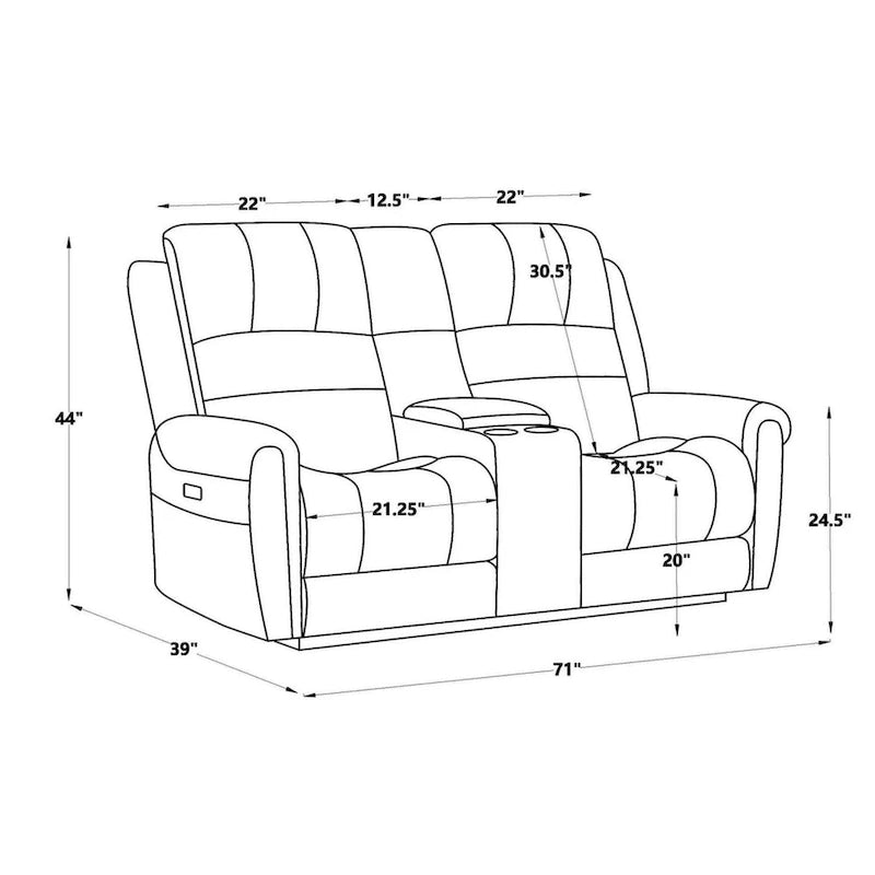 Canapé électrique, causeuse inclinable, appui-tête réglable, dossier haut, clous décoratifs