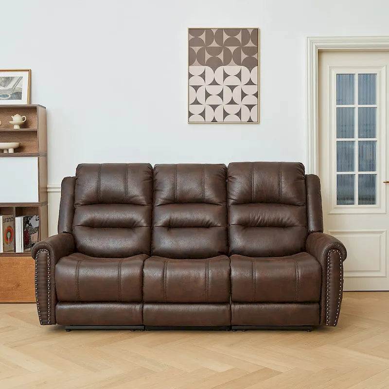 Canapé électrique, causeuse inclinable, appui-tête réglable, dossier haut, clous décoratifs
