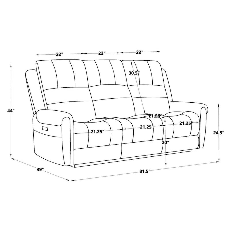 Canapé électrique, causeuse inclinable, appui-tête réglable, dossier haut, clous décoratifs