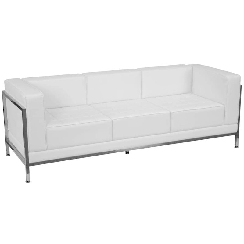 Canapé modulaire en similicuir avec assise capitonnée et structure enveloppante - 79 cm (L) x 28,75 cm (P) x 27,25 cm (H)