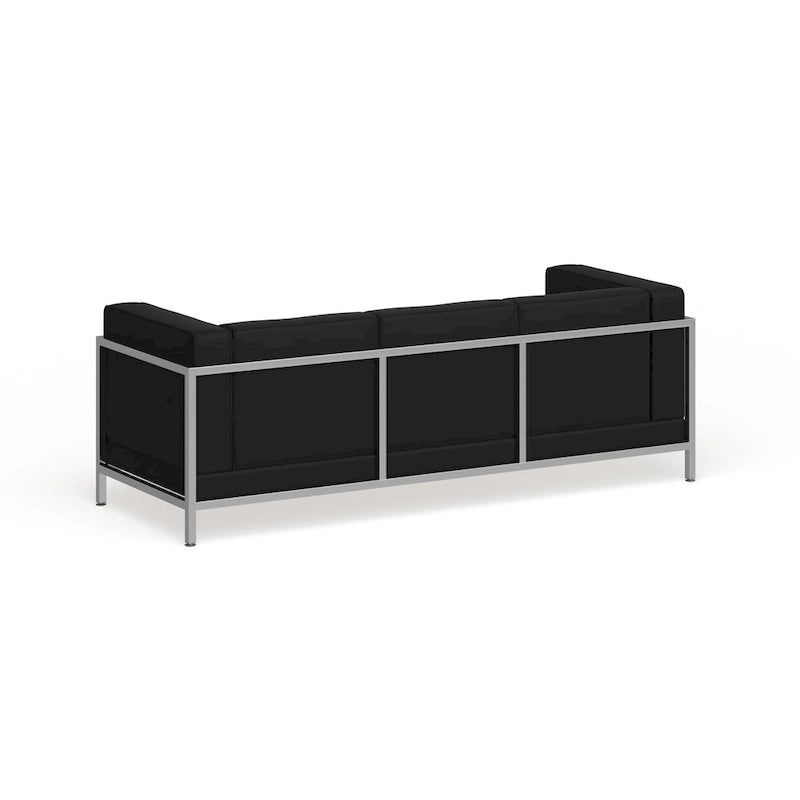 Canapé modulaire en similicuir avec assise capitonnée et structure enveloppante - 79 cm (L) x 28,75 cm (P) x 27,25 cm (H)