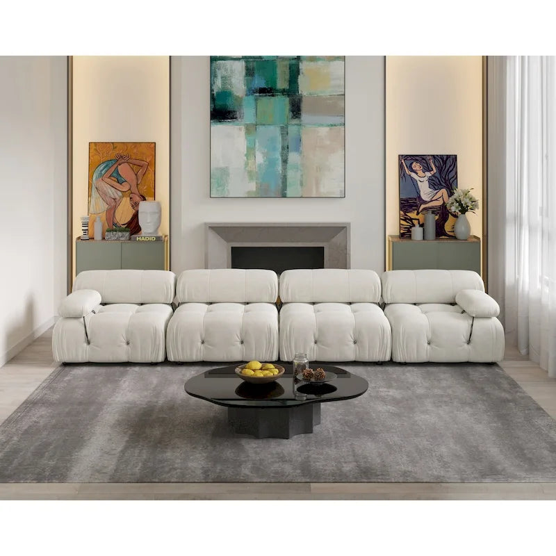 Canapé d'angle modulable convertible 138, canapé d'angle moderne et luxueux 4 places pour salon, chambre, bureau ou appartement