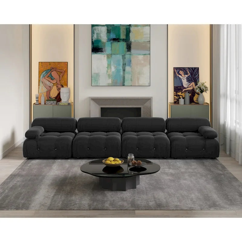 138 Convertible Modular Sectional Sofa, Luxury Modern 4-Seat Wide Couch Sectional for Living Room Bedroom Office Apartment