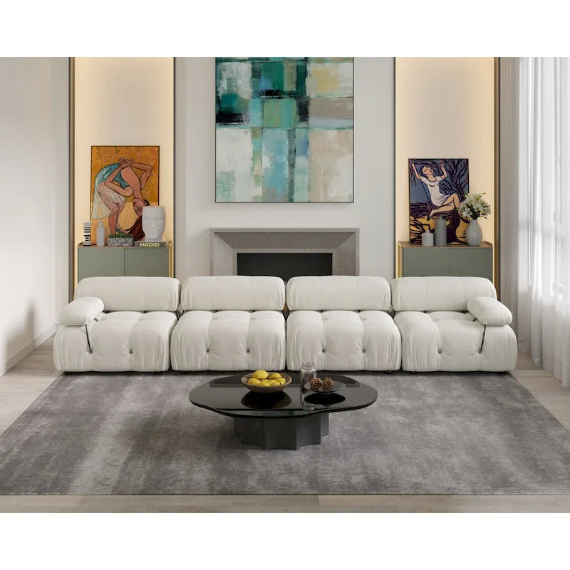 Canapé d'angle modulable convertible 138, canapé d'angle moderne et luxueux 4 places pour salon, chambre, bureau ou appartement