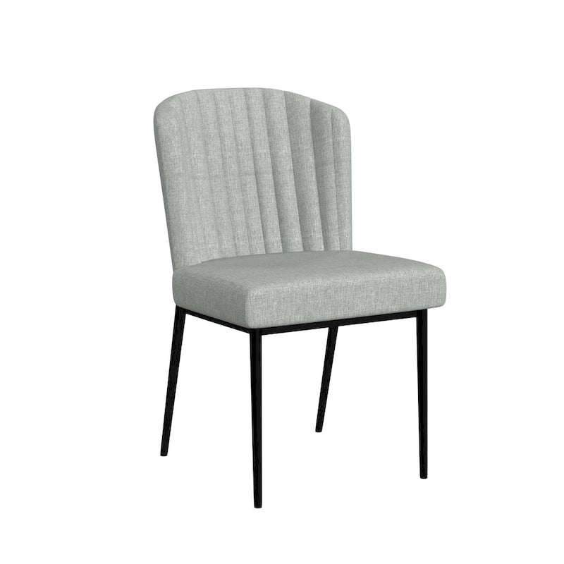 Chaise de salle à manger HomePop ChannelBack avec pieds en métal - Gris tissé (lot de 2)