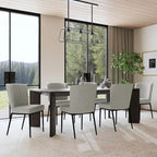 Chaise de salle à manger HomePop ChannelBack avec pieds en métal - Gris tissé (lot de 2)