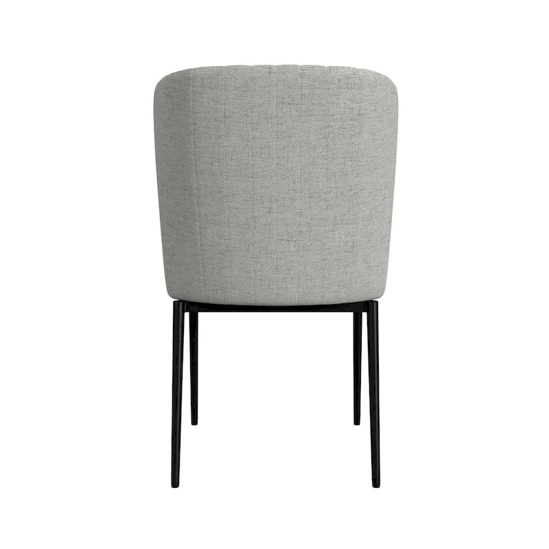 Chaise de salle à manger HomePop ChannelBack avec pieds en métal - Gris tissé (lot de 2)