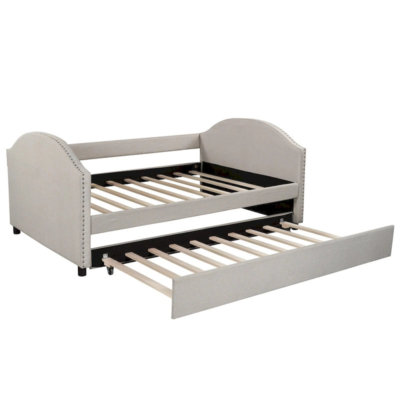 Nestfair Full Size Upholstered Daybed with Twin Size Trundle