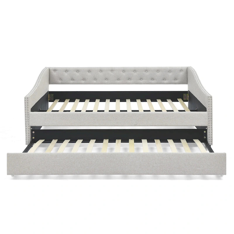 Canapé-lit capitonné avec lit gigogne