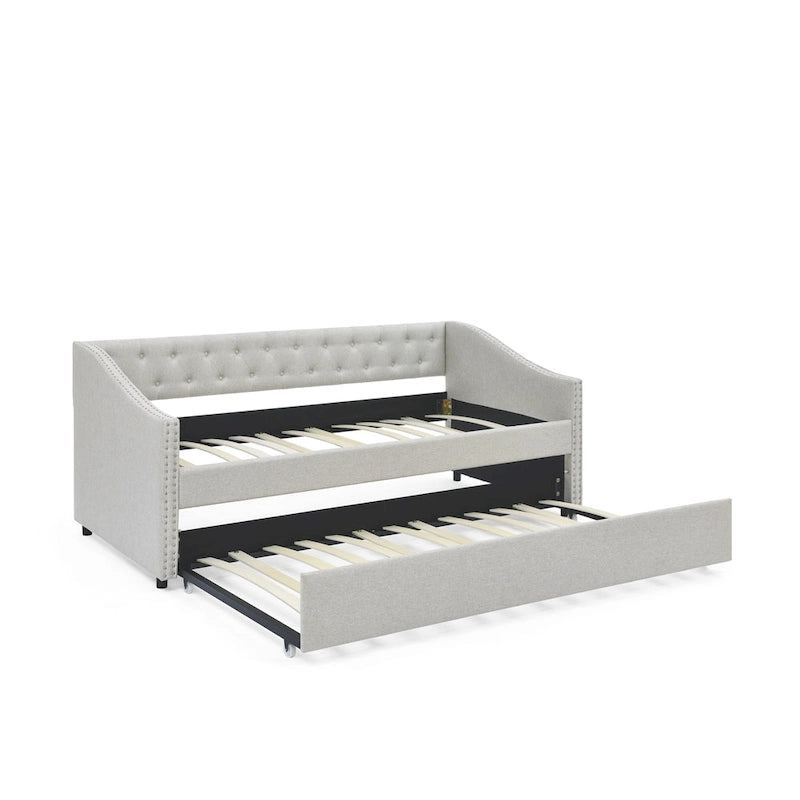 Canapé-lit capitonné avec lit gigogne