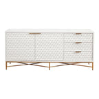 Meuble TV Origins by Alpine White Pearl Wood 64 pouces de large en blanc