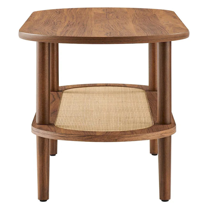 Table basse moderne Colusa en noyer avec étagère