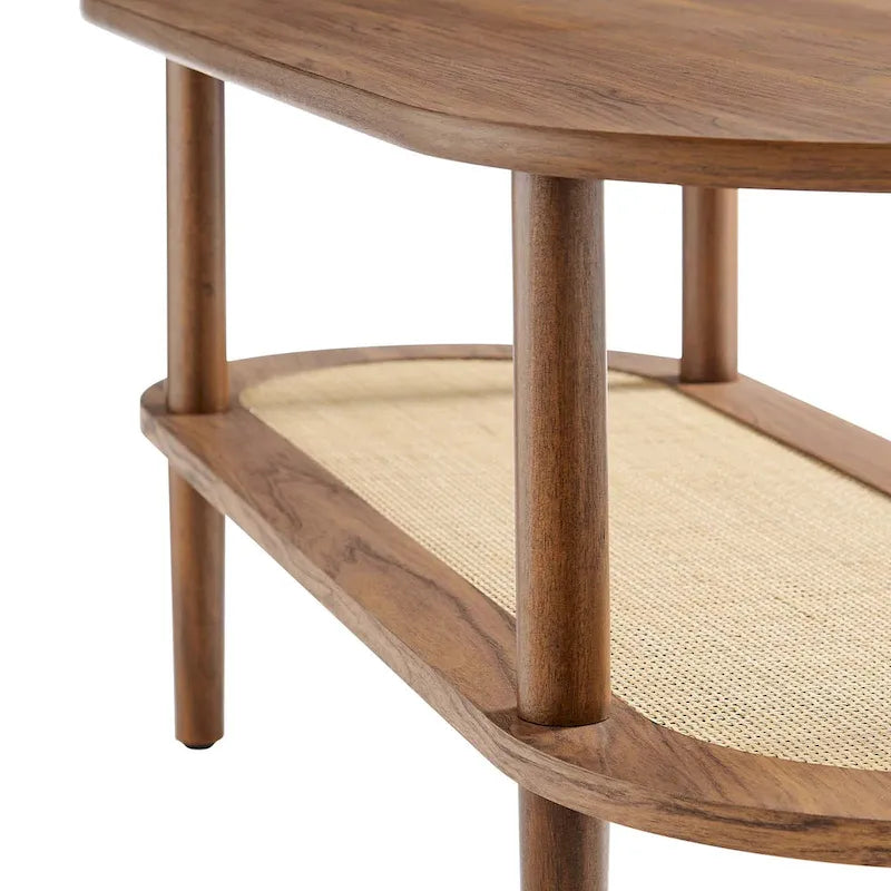 Table basse moderne Colusa en noyer avec étagère