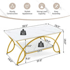 Table basse à deux niveaux, table d'appoint moderne en faux marbre, table de cocktail