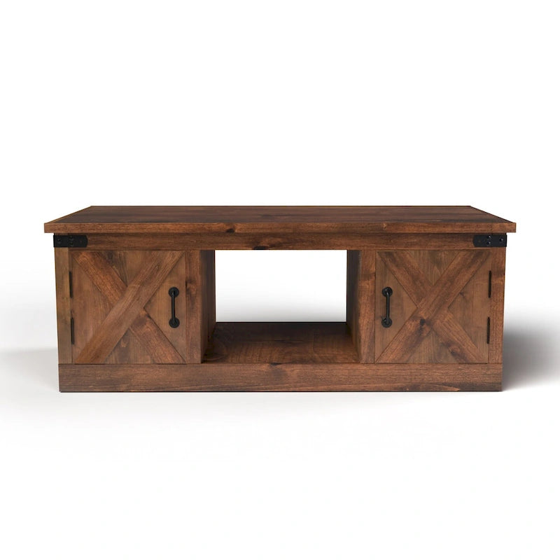 Table basse Bridgevine Home Farmhouse de 122 cm (48 po), aucun assemblage requis, finition whisky vieilli