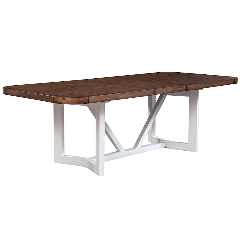 Table de salle à manger bicolore en bois Donham d'Alpine Furniture, marron et blanc