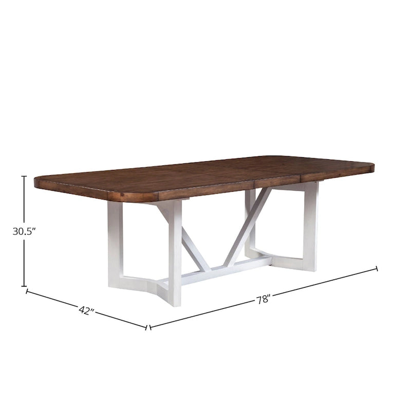 Table de salle à manger bicolore en bois Donham d'Alpine Furniture, marron et blanc