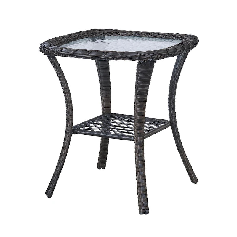 Table d'appoint extérieure en osier, mobilier de patio en rotin