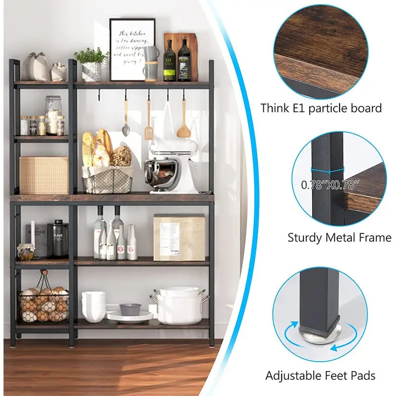 Étagère de cuisine à 5 niveaux avec rangement intégré et support pour four à micro-ondes