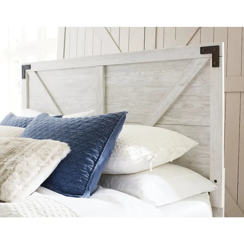 Signature Design by Ashley Shawburn Whitewashed Crossbuck Panel Headboard