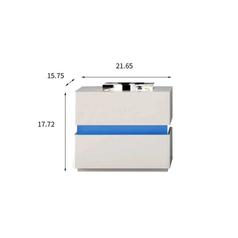 Table de chevet intelligente LED 17,72 H avec station de charge et tiroir pour chambre à coucher, coloris noir/blanc/crème