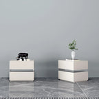 Table de chevet intelligente LED 17,72 H avec station de charge et tiroir pour chambre à coucher, coloris noir/blanc/crème