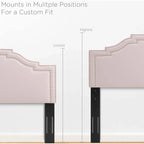 Tête de lit capitonnée en velours rose paradis, format King/California King, avec garniture cloutée