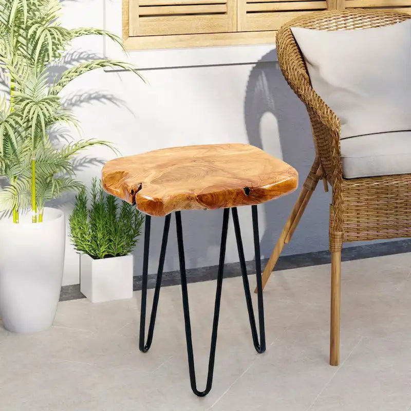 Petit support en racines de cèdre de forme naturelle avec 3 pieds en épingle à cheveux - 13,5 x 12 x 19