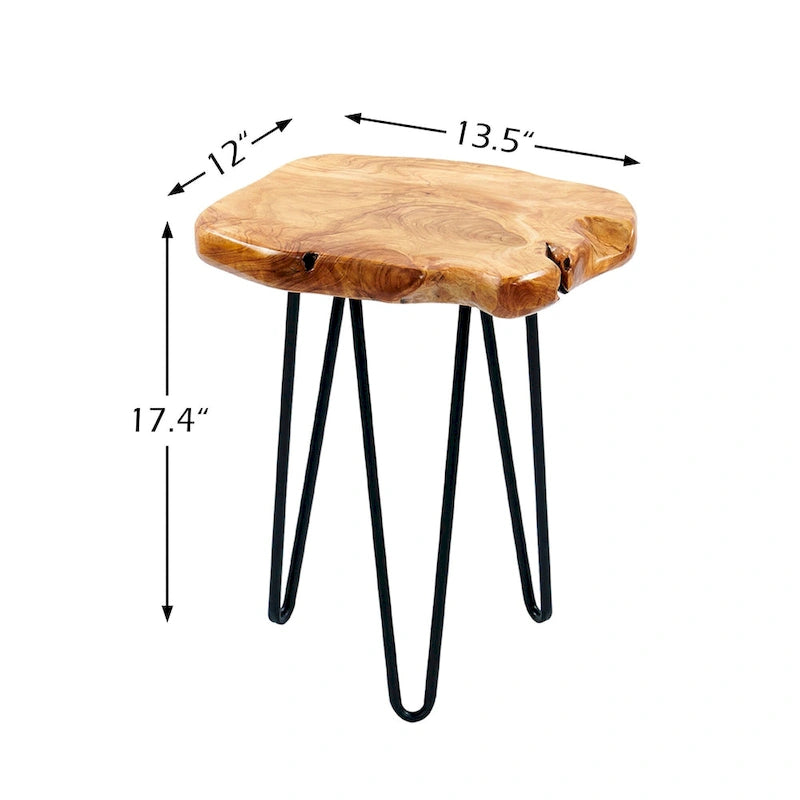 Petit support en racines de cèdre de forme naturelle avec 3 pieds en épingle à cheveux - 13,5 x 12 x 19