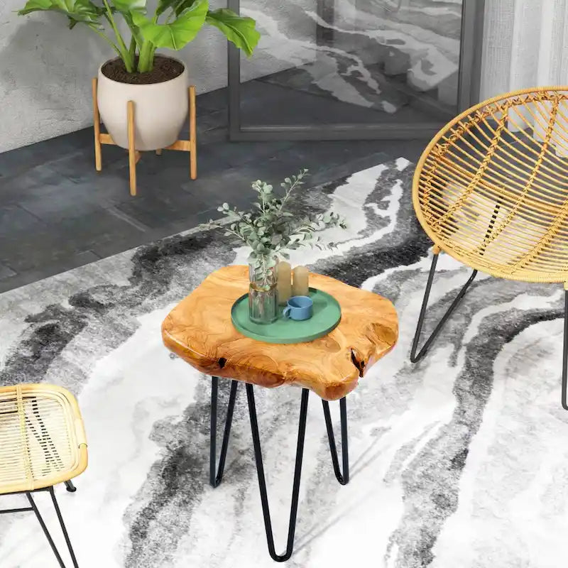 Petit support en racines de cèdre de forme naturelle avec 3 pieds en épingle à cheveux - 13,5 x 12 x 19