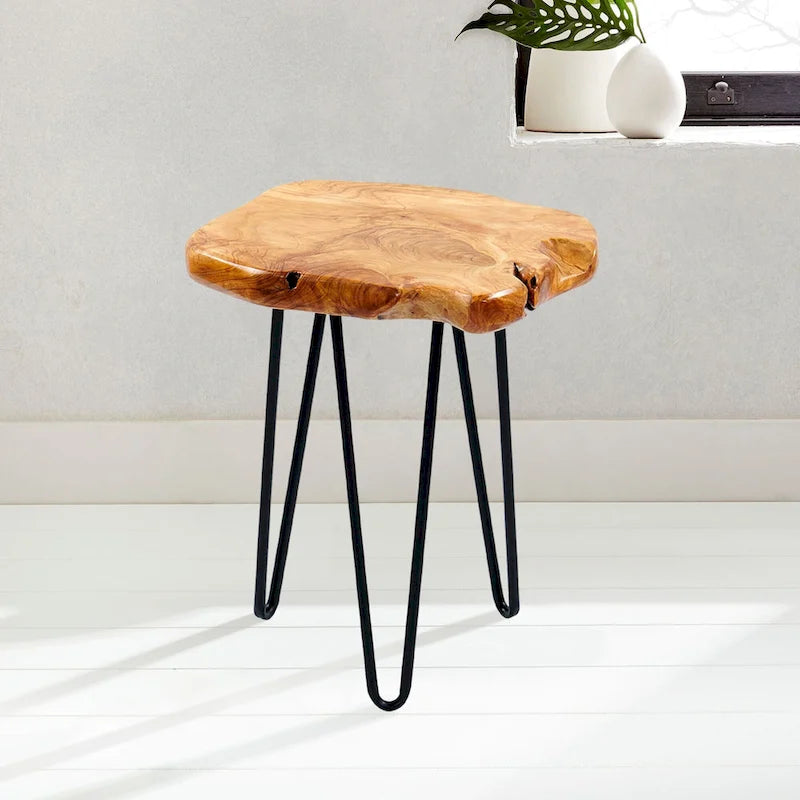 Petit support en racines de cèdre de forme naturelle avec 3 pieds en épingle à cheveux - 13,5 x 12 x 19