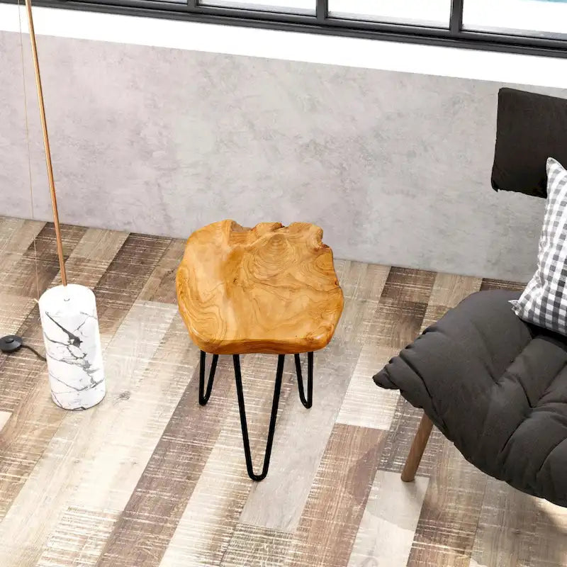 Petit support en racines de cèdre de forme naturelle avec 3 pieds en épingle à cheveux - 13,5 x 12 x 19