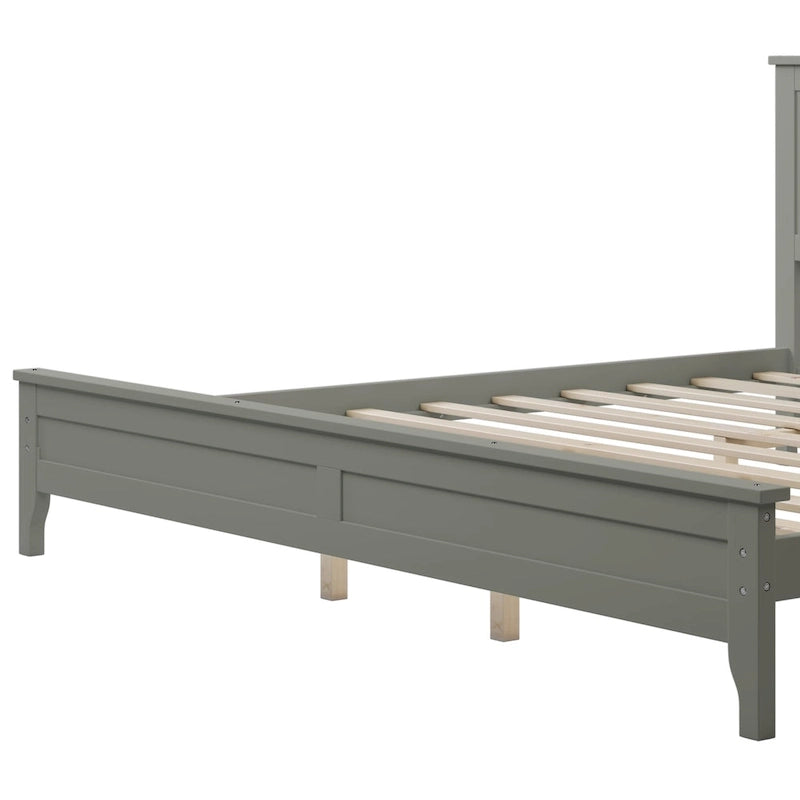 Lit plateforme king size moderne en bois massif gris