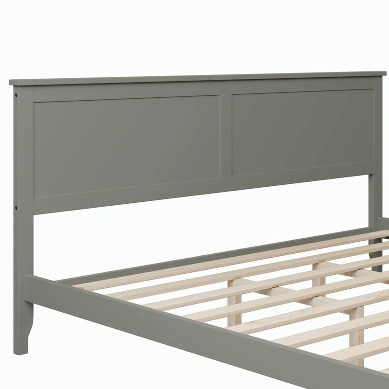 Lit plateforme king size moderne en bois massif gris