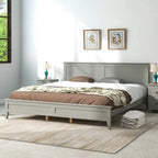 Lit plateforme king size moderne en bois massif gris