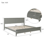 Lit plateforme king size moderne en bois massif gris