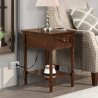 Table d'appoint Convenience Concepts Country Oxford à 1 tiroir avec station de recharge et étagère