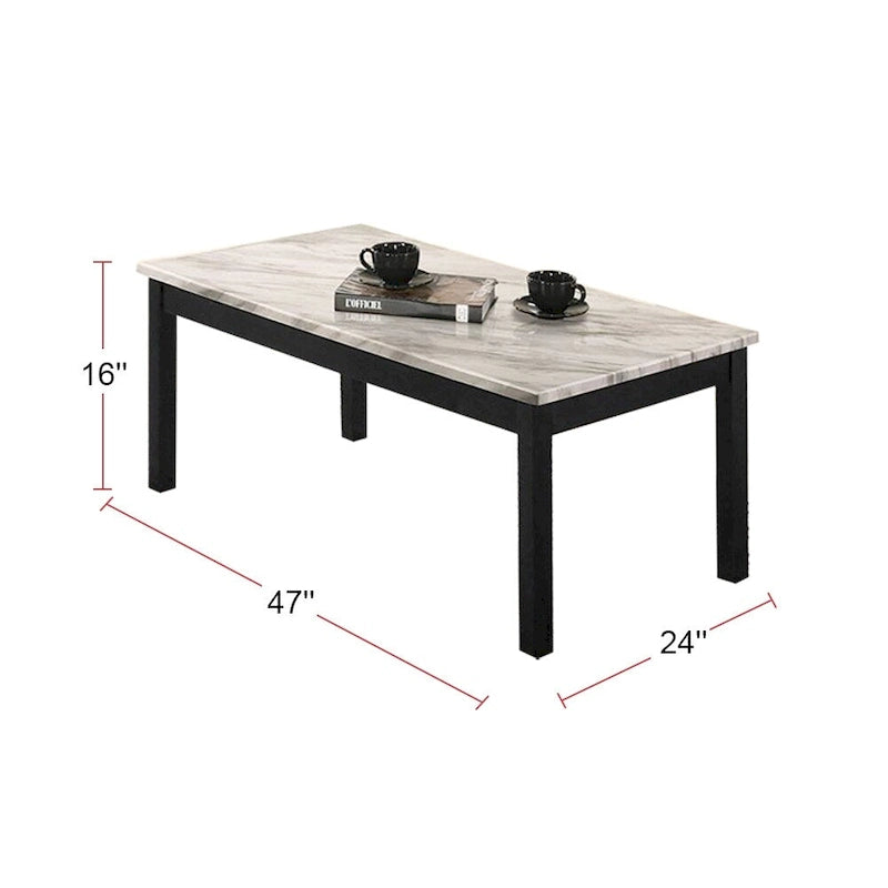 Table basse 3 pièces avec plateau en faux marbre