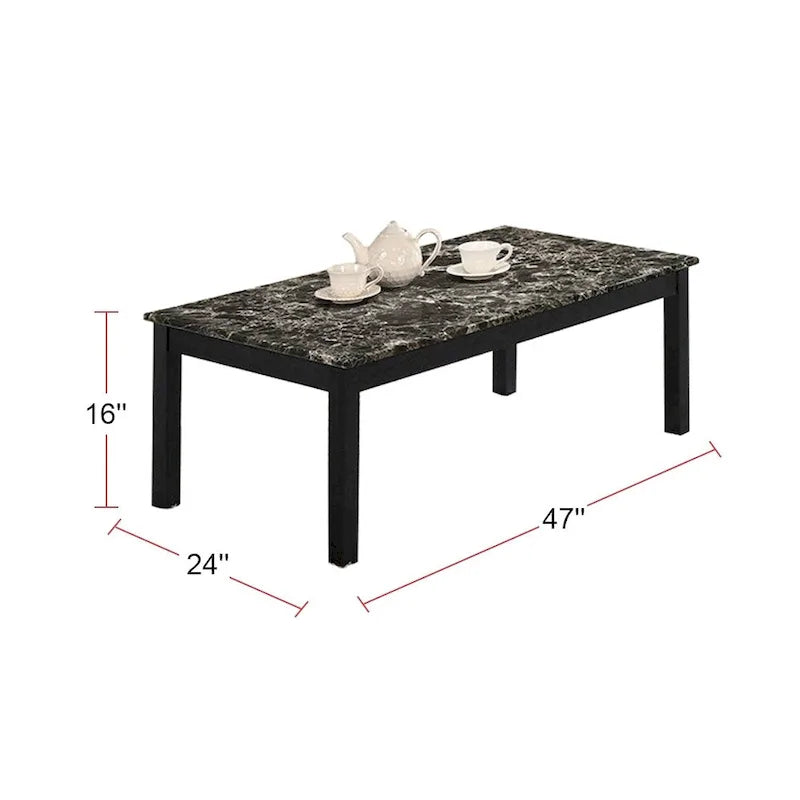 Table basse 3 pièces avec plateau en faux marbre