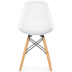 Ensemble de 4 chaises modernes creuses en plastique avec pieds en bois - 22 x 18 x 32,5 (L x l x H)