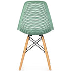 Ensemble de 4 chaises modernes creuses en plastique avec pieds en bois - 22 x 18 x 32,5 (L x l x H)