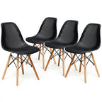 Ensemble de 4 chaises modernes creuses en plastique avec pieds en bois - 22 x 18 x 32,5 (L x l x H)