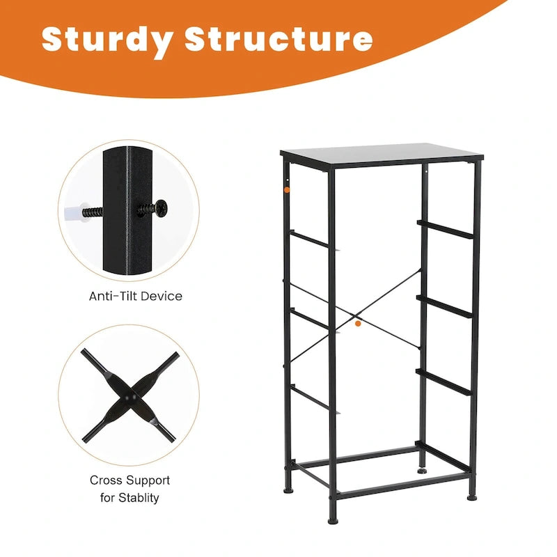 Commode à 4 tiroirs, table de chevet en tissu de 87,4 cm de haut avec plateau en bois et structure en métal