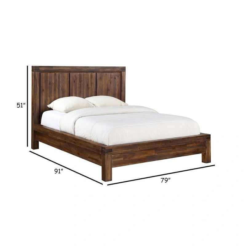 Lit Gael Low Profile California King, style rustique, bois d'acacia brun