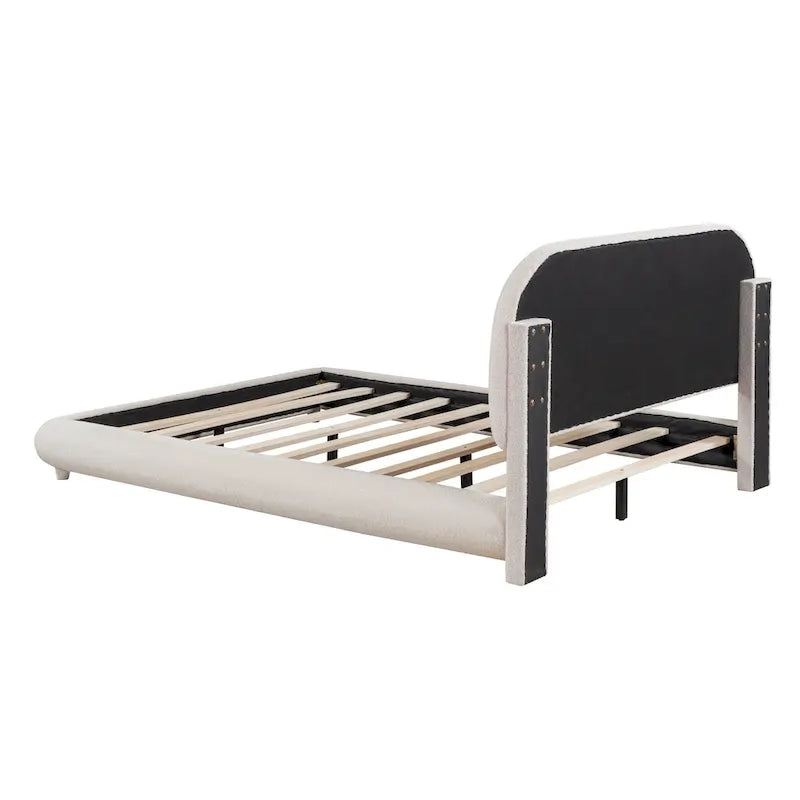 Lit plateforme rembourré pleine grandeur avec tissu épais