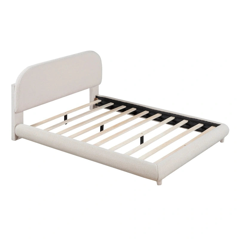 Lit plateforme rembourré pleine grandeur avec tissu épais