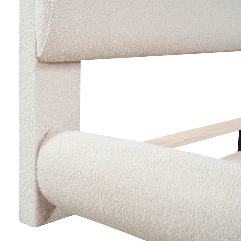 Lit plateforme rembourré pleine grandeur avec tissu épais