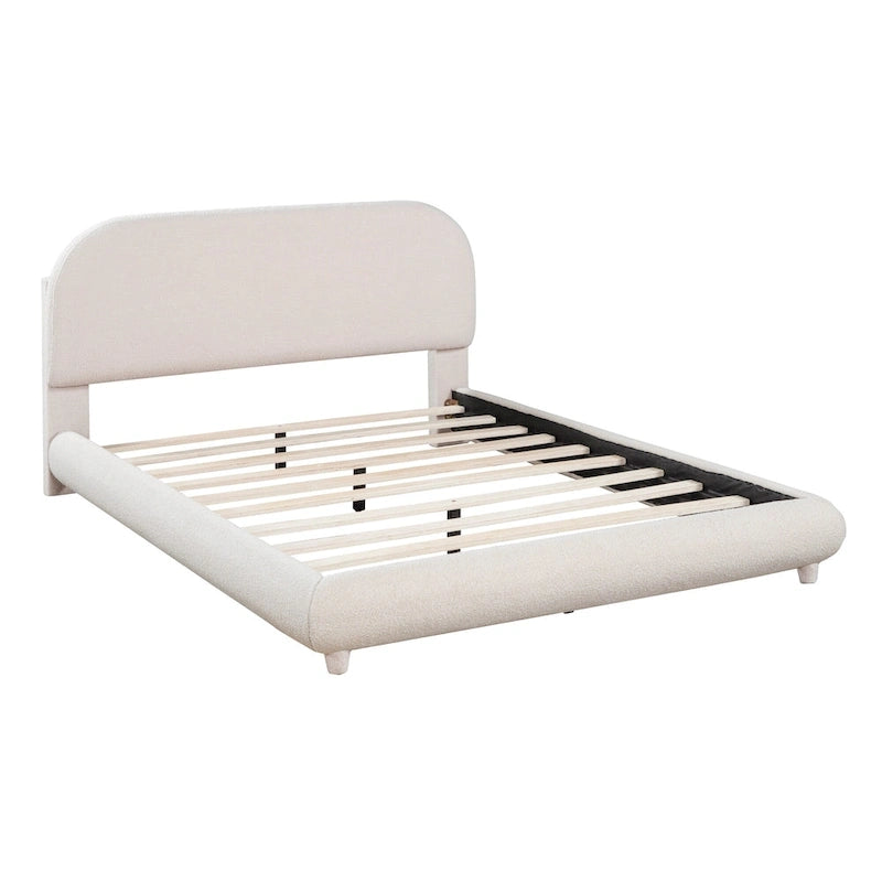 Lit plateforme rembourré pleine grandeur avec tissu épais