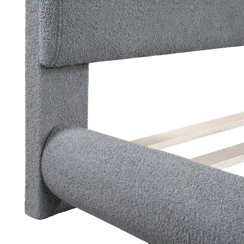 Lit plateforme rembourré pleine grandeur avec tissu épais